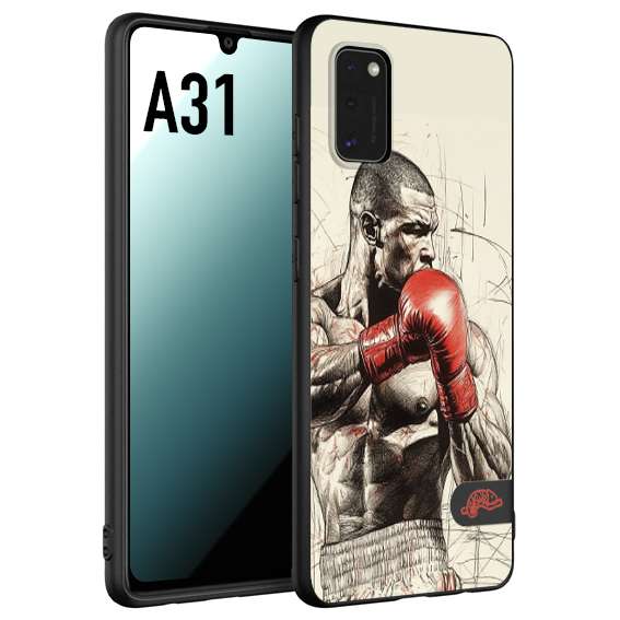 CUSTOMIZZA - Custodia cover nera morbida in tpu compatibile per Samsung A31 pugilato pugili disegno tattoo guantoni box sport ring