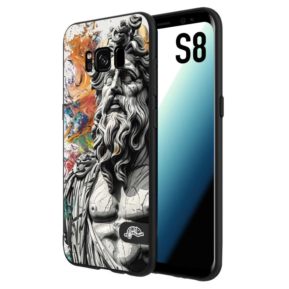 CUSTOMIZZA - Custodia cover nera morbida in tpu compatibile per Samsung S8 statua colorata moderna antico tattoo splash color