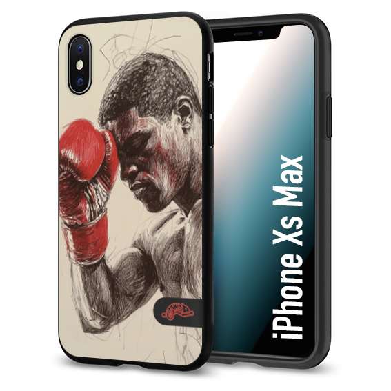 CUSTOMIZZA - Custodia cover nera morbida in tpu compatibile per iPhone Xs Max pugilato pugili disegno tattoo guantoni boxer pesi massimi