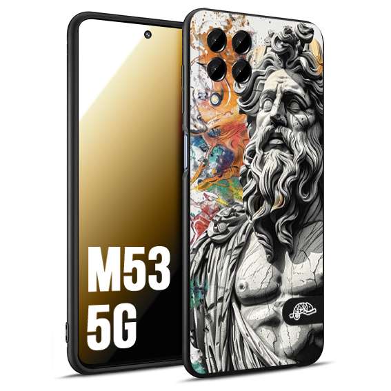 CUSTOMIZZA - Custodia cover nera morbida in tpu compatibile per Samsung M53 5G statua colorata moderna antico tattoo splash color