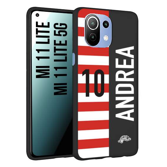 CUSTOMIZZA - Custodia cover nera morbida in tpu compatibile per Xiaomi Mi 11 Lite / Mi 11 Lite 5G personalizzata calcio football nome e numero calciatori bianco rossa