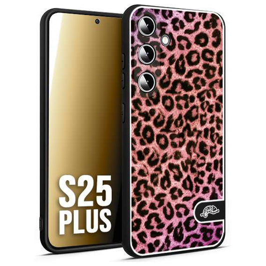 CUSTOMIZZA - Custodia cover nera morbida in tpu compatibile per Samsung S25 PLUS leopardato maculato donna rosa leopard