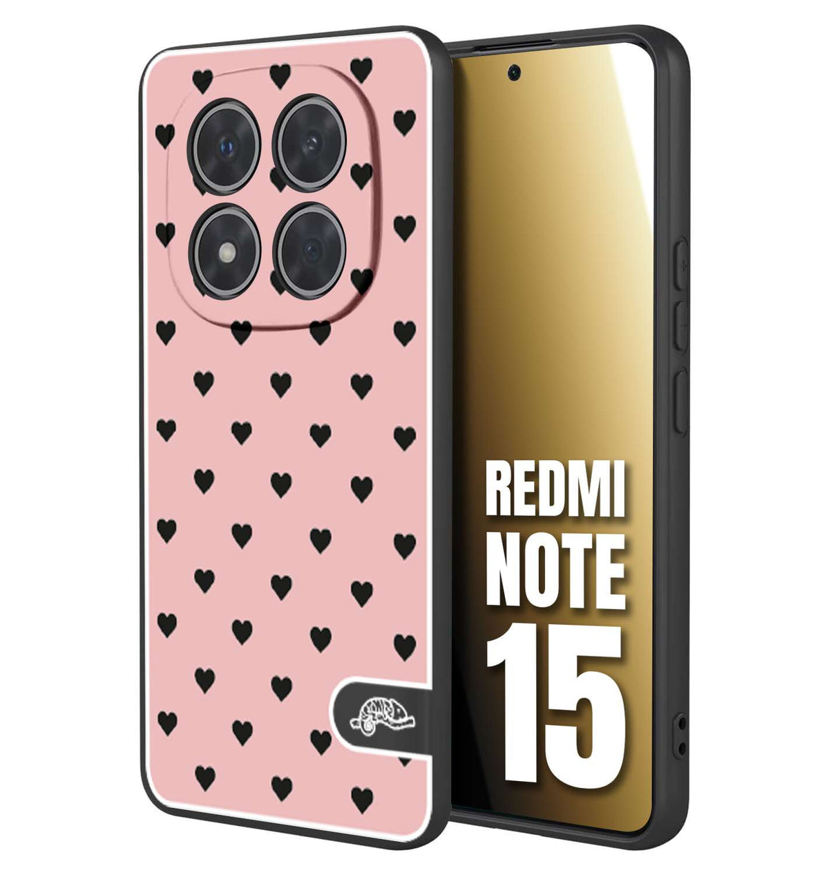 CUSTOMIZZA - Custodia cover nera morbida in tpu compatibile per Xiaomi Redmi Note 15 cuori pois rosa donna pin up vintage
