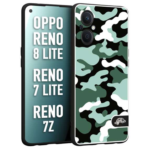 CUSTOMIZZA - Custodia cover nera morbida in tpu compatibile per Oppo Reno 7 Lite - 8 Lite - 7Z camouflage mimetico militare verde green