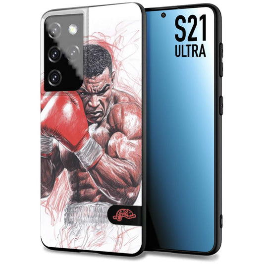 CUSTOMIZZA - Custodia cover nera morbida in tpu compatibile per Samsung S21 ULTRA pugilato pugili disegno tattoo guantoni boxer pesi massimi iron mike