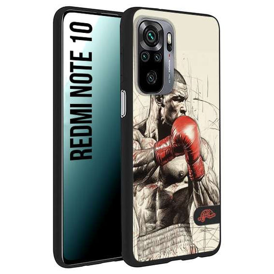 CUSTOMIZZA - Custodia cover nera morbida in tpu compatibile per Xiaomi Redmi Note 10 pugilato pugili disegno tattoo guantoni box sport ring