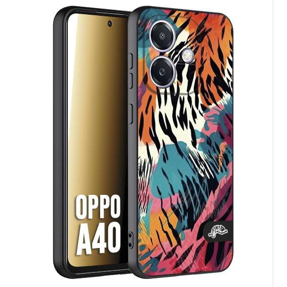 CUSTOMIZZA - Custodia cover nera morbida in tpu compatibile per Oppo A40 leopardato maculato tigrato tiger colorata summer color