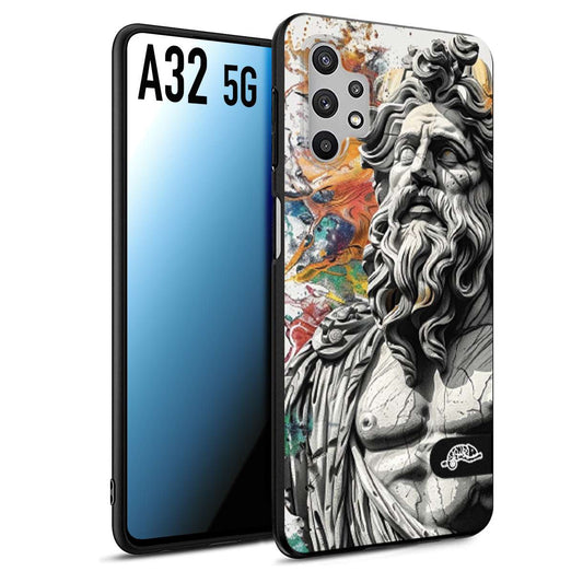 CUSTOMIZZA - Custodia cover nera morbida in tpu compatibile per Samsung A32 5G statua colorata moderna antico tattoo splash color