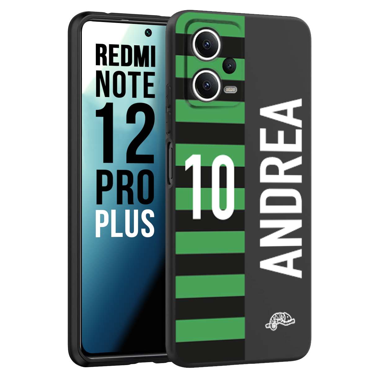 CUSTOMIZZA - Custodia cover nera morbida in tpu compatibile per Xiaomi Redmi Note 12 PRO PLUS personalizzata calcio football nome e numero calciatori neroverde