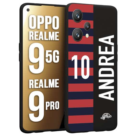 CUSTOMIZZA - Custodia cover nera morbida in tpu compatibile per Realme 9 5G - 9 PRO personalizzata calcio football nome e numero calciatori rossoblu