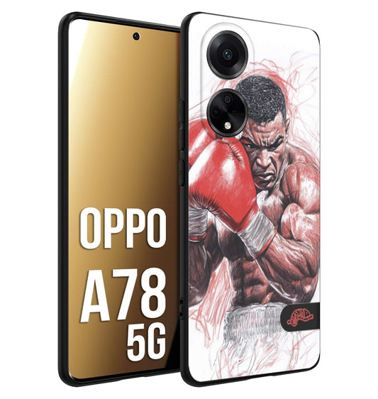 CUSTOMIZZA - Custodia cover nera morbida in tpu compatibile per Oppo A78 5G pugilato pugili disegno tattoo guantoni boxer pesi massimi iron mike