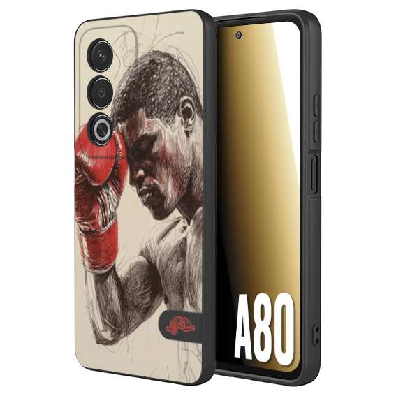 CUSTOMIZZA - Custodia cover nera morbida in tpu compatibile per Oppo A80 pugilato pugili disegno tattoo guantoni boxer pesi massimi