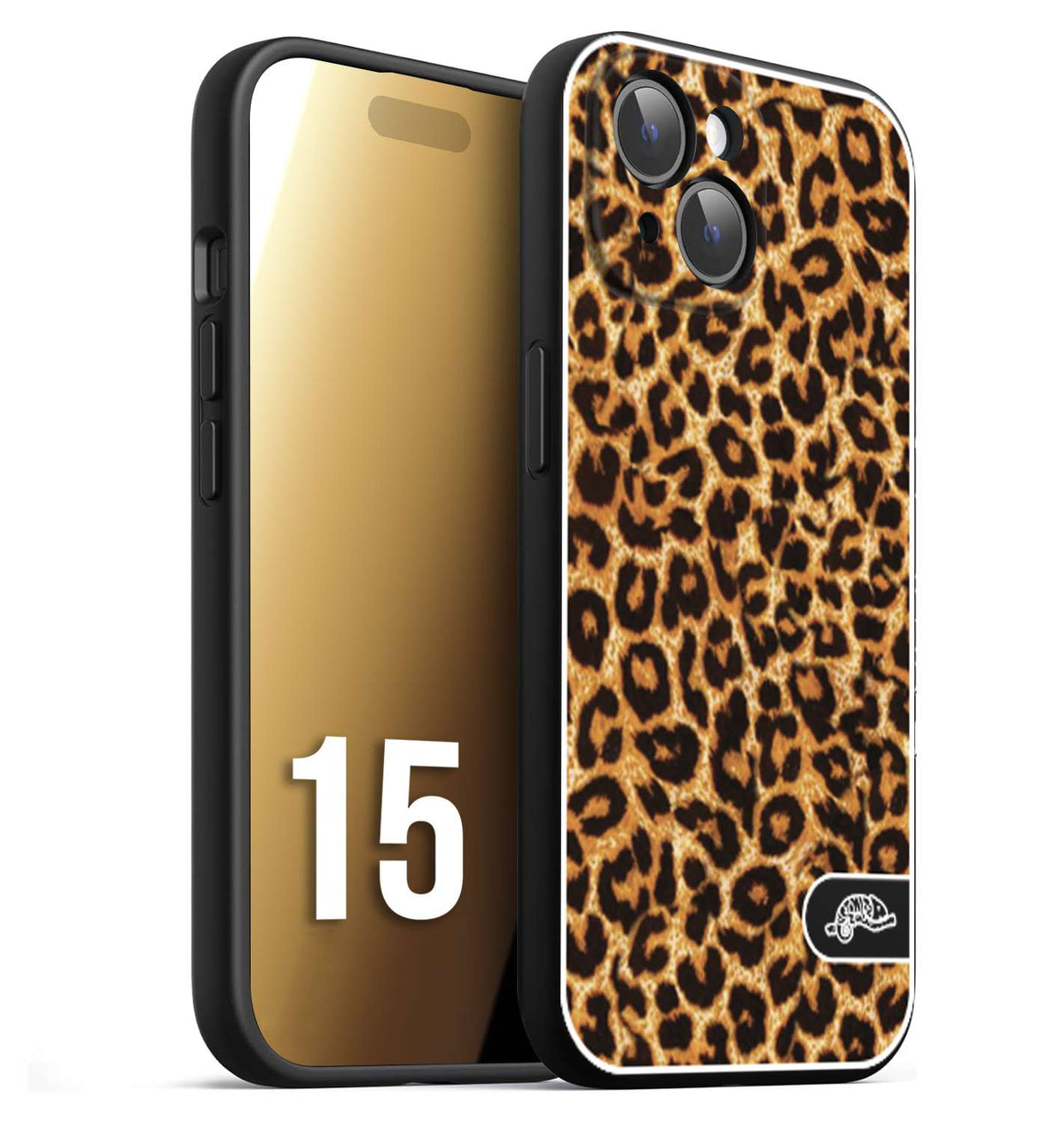 CUSTOMIZZA - Custodia cover nera morbida in tpu compatibile per iPhone 15 leopardato maculato donna marrone leopard brown