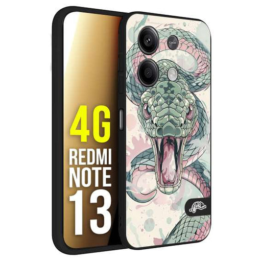 CUSTOMIZZA - Custodia cover nera morbida in tpu compatibile per Xiaomi Redmi Note 13 4G eopardato maculato donna rosa leopard