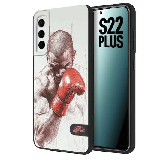 CUSTOMIZZA - Custodia cover nera morbida in tpu compatibile per Samsung S22 PLUS pugilato pugili disegno tattoo guantoni box sport primo piano