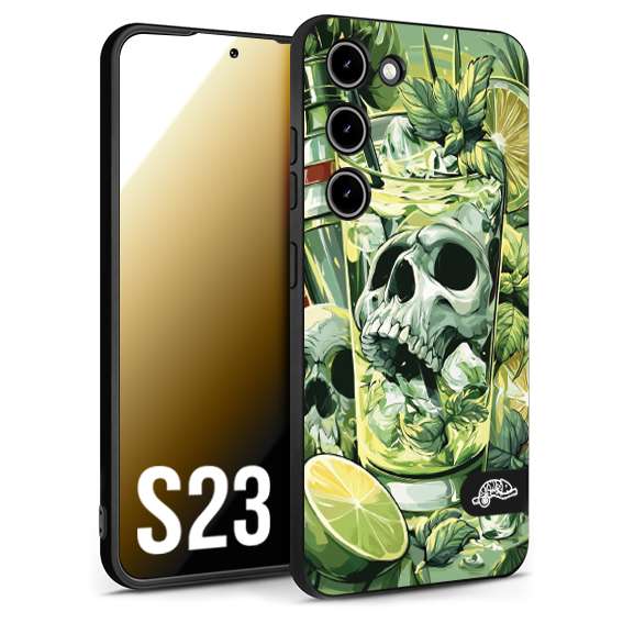 CUSTOMIZZA - Custodia cover nera morbida in tpu compatibile per Samsung S23 Mojito cocktail teschio illustrazione drink lime menta ghiacci tropicale street art