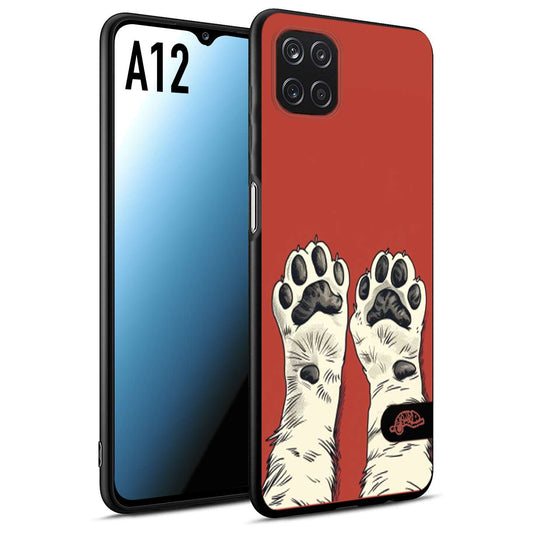 CUSTOMIZZA - Custodia cover nera morbida in tpu compatibile per Samsung A12 zampe di gatto cat paws rossa red disegnata fumetto cartoon