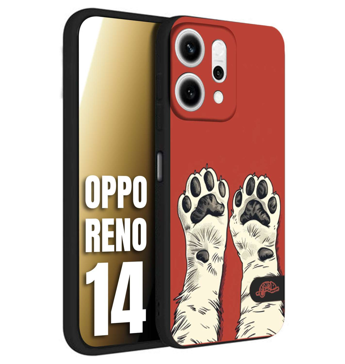 CUSTOMIZZA - Custodia cover nera morbida in tpu compatibile per Oppo Reno 14 zampe di gatto cat paws rossa red disegnata fumetto cartoon