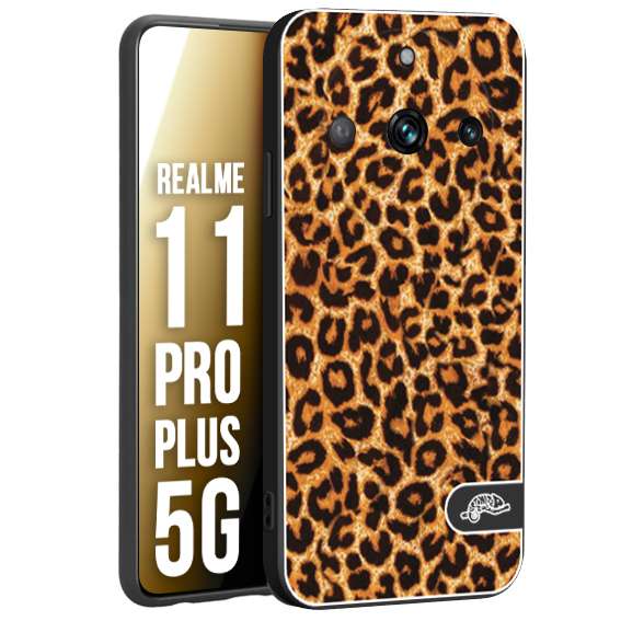CUSTOMIZZA - Custodia cover nera morbida in tpu compatibile per Oppo Realme 11 PRO PLUS 5G leopardato maculato donna marrone leopard brown