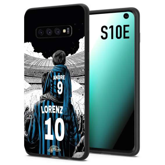CUSTOMIZZA - Custodia cover nera morbida in tpu compatibile per Samsung S10E personalizzata calcio football padre e figlio calciatori nerazzurra