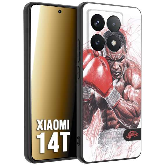 CUSTOMIZZA - Custodia cover nera morbida in tpu compatibile per Xiaomi 14T pugilato pugili disegno tattoo guantoni boxer pesi massimi iron mike