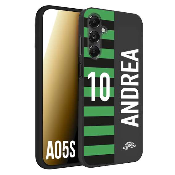 CUSTOMIZZA - Custodia cover nera morbida in tpu compatibile per Samsung A05S personalizzata calcio football nome e numero calciatori neroverde