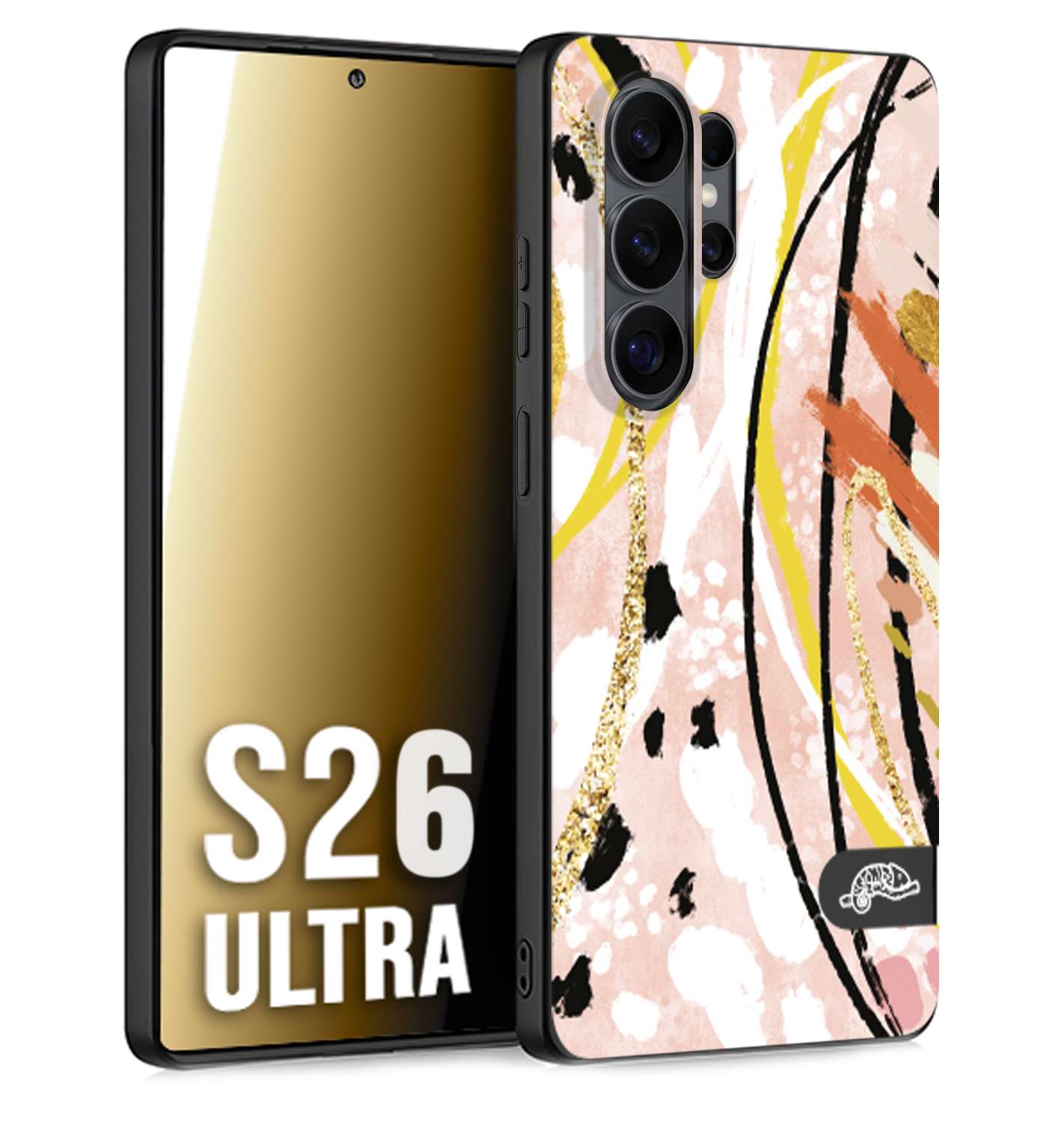 CUSTOMIZZA - Custodia cover nera morbida in tpu compatibile per Samsung S26 ULTRA fiori astratti donna zebrato leopardato fantasia dorata gialla rosa colorata