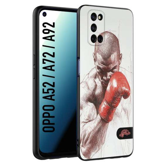 CUSTOMIZZA - Custodia cover nera morbida in tpu compatibile per Oppo A52 - A72 - A92 pugilato pugili disegno tattoo guantoni box sport primo piano