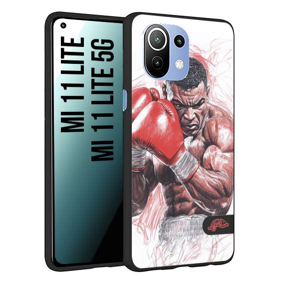 CUSTOMIZZA - Custodia cover nera morbida in tpu compatibile per Xiaomi Mi 11 Lite / Mi 11 Lite 5G pugilato pugili disegno tattoo guantoni boxer pesi massimi iron mike