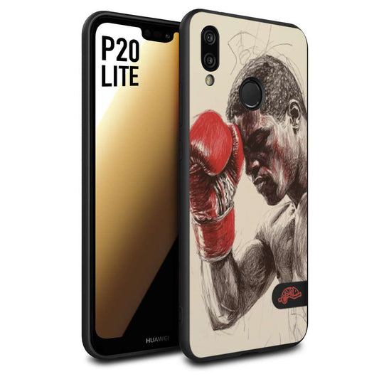 CUSTOMIZZA - Custodia cover nera morbida in tpu compatibile per Huawei P20 LITE pugilato pugili disegno tattoo guantoni boxer pesi massimi