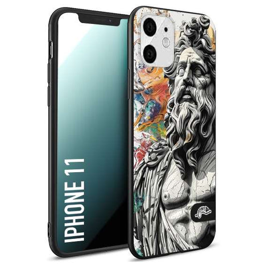 CUSTOMIZZA - Custodia cover nera morbida in tpu compatibile per iPhone 11 statua colorata moderna antico tattoo splash color