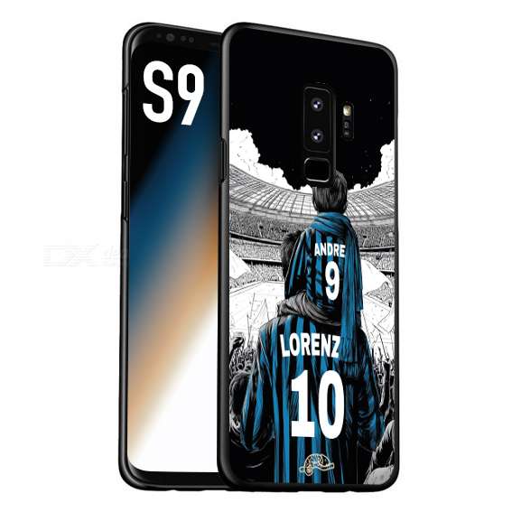 CUSTOMIZZA - Custodia cover nera morbida in tpu compatibile per Samsung S9 personalizzata calcio football padre e figlio calciatori nerazzurra