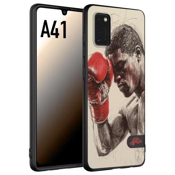 CUSTOMIZZA - Custodia cover nera morbida in tpu compatibile per Samsung A41 pugilato pugili disegno tattoo guantoni boxer pesi massimi