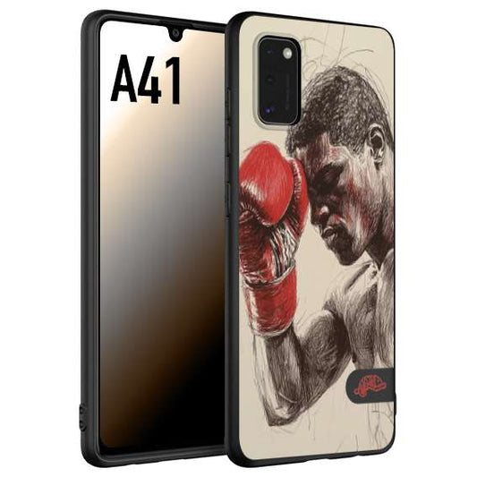 CUSTOMIZZA - Custodia cover nera morbida in tpu compatibile per Samsung A41 pugilato pugili disegno tattoo guantoni boxer pesi massimi