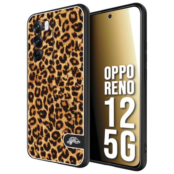 CUSTOMIZZA - Custodia cover nera morbida in tpu compatibile per Oppo Reno 12 5G leopardato maculato donna marrone leopard brown