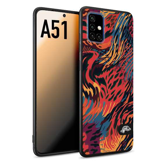 CUSTOMIZZA - Custodia cover nera morbida in tpu compatibile per Samsung A51 leopardato maculato tigrato colorata fiamme rossa blu arancione