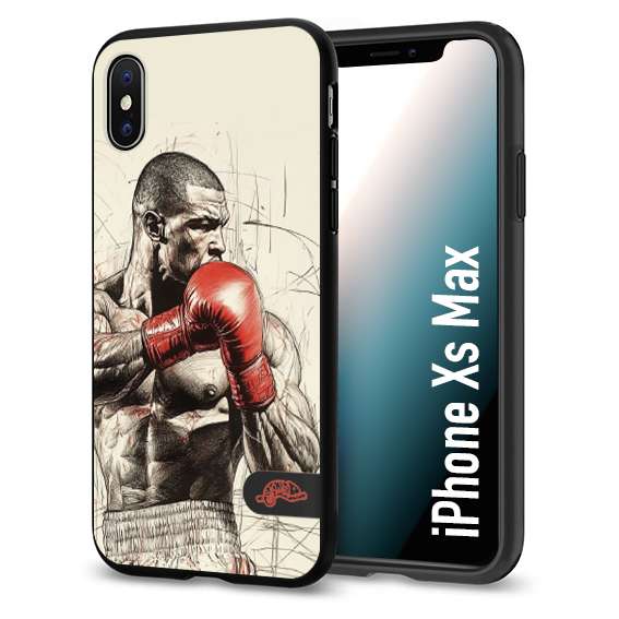 CUSTOMIZZA - Custodia cover nera morbida in tpu compatibile per iPhone Xs Max pugilato pugili disegno tattoo guantoni box sport ring