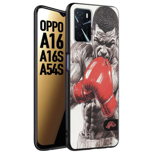 CUSTOMIZZA - Custodia cover nera morbida in tpu compatibile per Oppo A16 - A16S - A54S pugilato pugili disegno tattoo guantoni box pesi massimi gancio