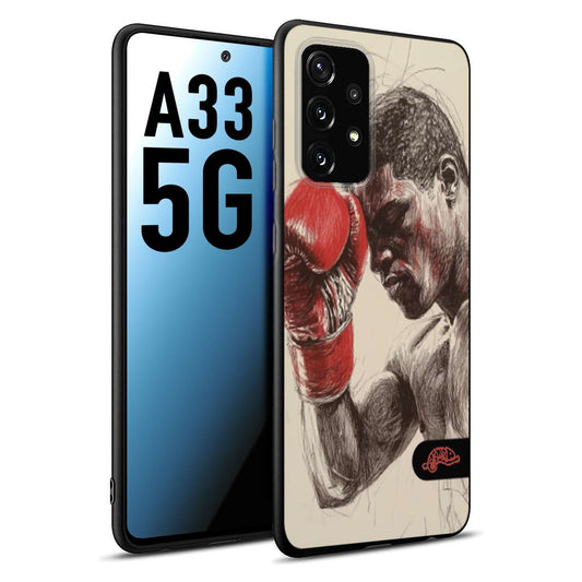 CUSTOMIZZA - Custodia cover nera morbida in tpu compatibile per Samsung A33 5G pugilato pugili disegno tattoo guantoni boxer pesi massimi