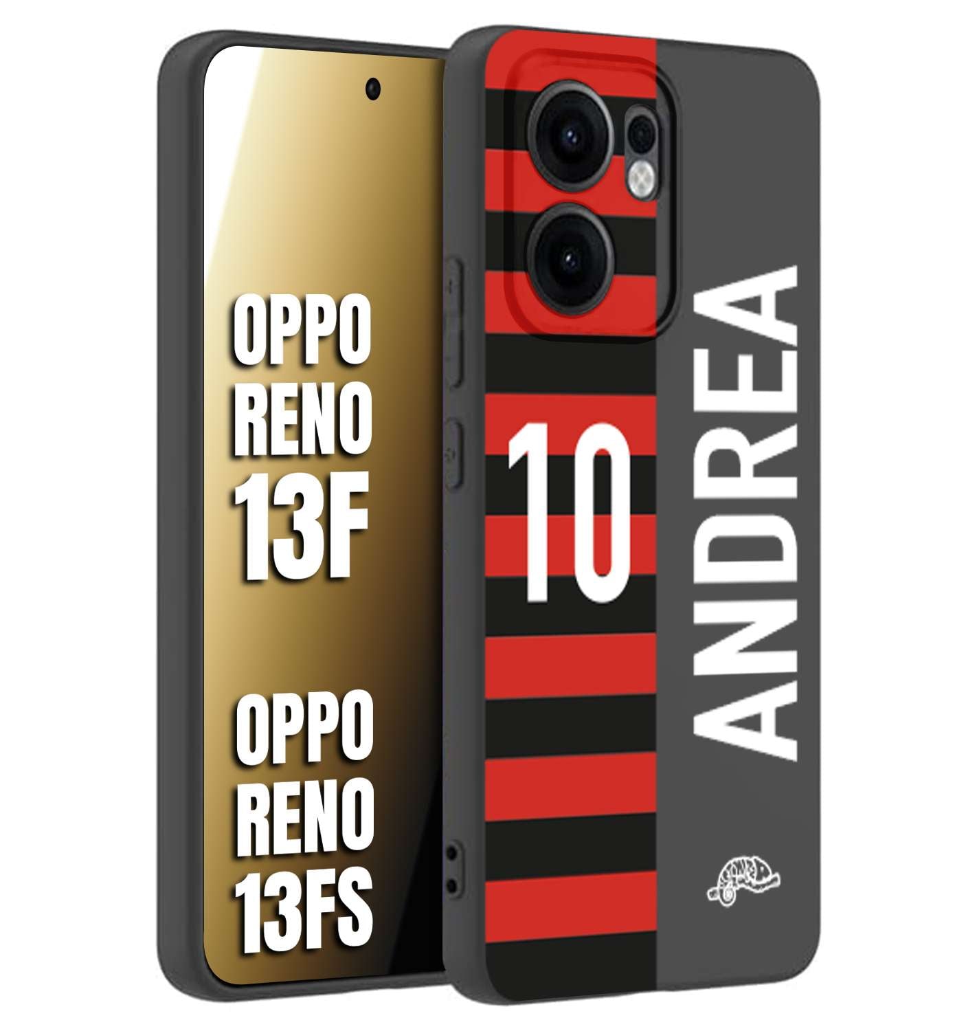 CUSTOMIZZA - Custodia cover nera morbida in tpu compatibile per Oppo Reno 13 F personalizzata calcio football nome e numero calciatori rossonera