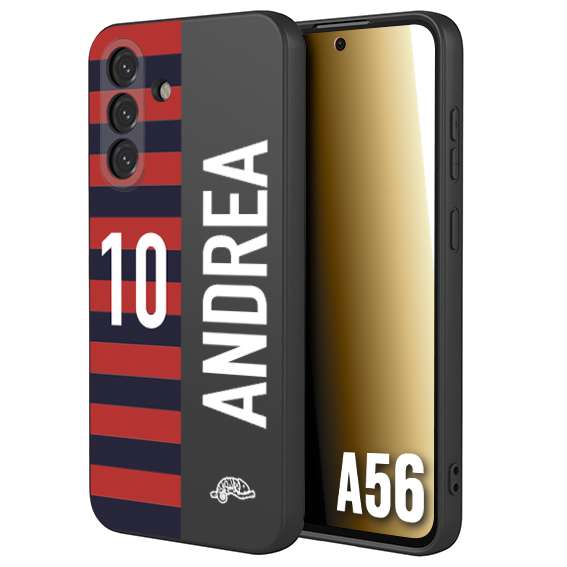 CUSTOMIZZA - Custodia cover nera morbida in tpu compatibile per Samsung A56 5G personalizzata calcio football nome e numero calciatori rossoblu