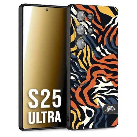 CUSTOMIZZA - Custodia cover nera morbida in tpu compatibile per Samsung S25 ULTRA leopardato maculato tigrato tiger colorata gialla blu arancio