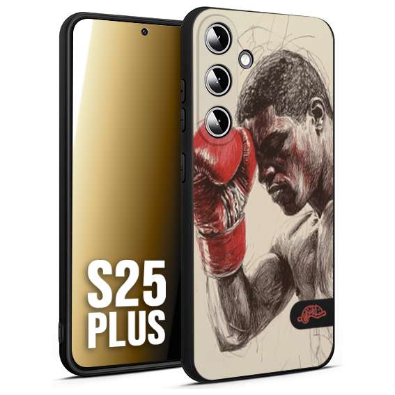 CUSTOMIZZA - Custodia cover nera morbida in tpu compatibile per Samsung S25 PLUS pugilato pugili disegno tattoo guantoni boxer pesi massimi