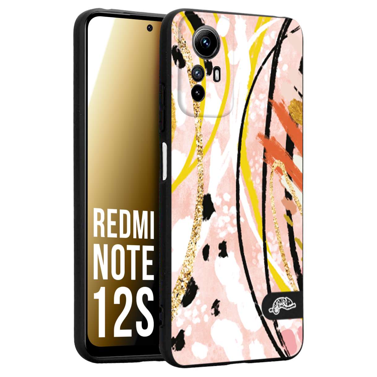 CUSTOMIZZA - Custodia cover nera morbida in tpu compatibile per Xiaomi Redmi Note 12S fiori astratti donna zebrato leopardato fantasia dorata gialla rosa colorata
