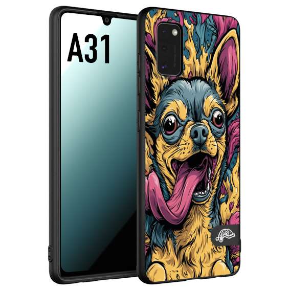 CUSTOMIZZA - Custodia cover nera morbida in tpu compatibile per Samsung A31 Chihuahua illustrazione cane pop art cane street art cartone animato