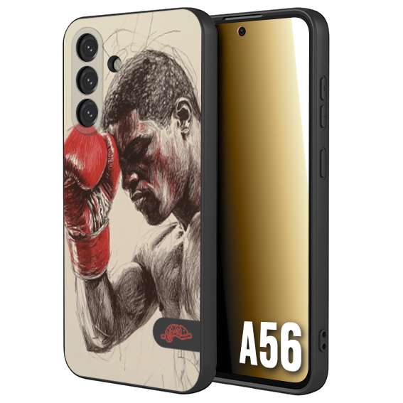 CUSTOMIZZA - Custodia cover nera morbida in tpu compatibile per Samsung A56 5G pugilato pugili disegno tattoo guantoni boxer pesi massimi