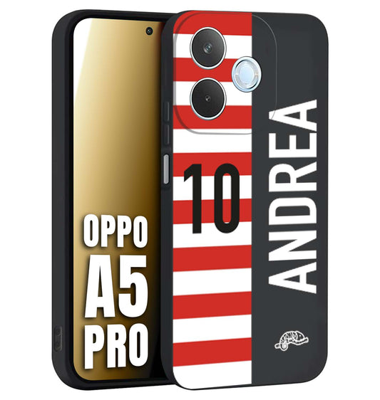 CUSTOMIZZA - Custodia cover nera morbida in tpu compatibile per Oppo A5 PRO personalizzata calcio football nome e numero calciatori bianco rossa