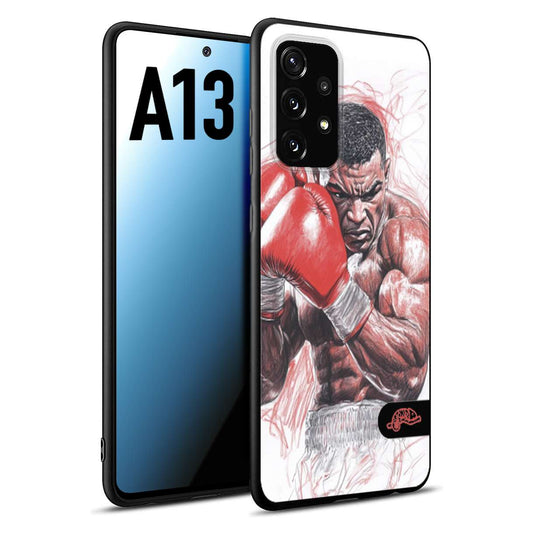 CUSTOMIZZA - Custodia cover nera morbida in tpu compatibile per Samsung A13 pugilato pugili disegno tattoo guantoni boxer pesi massimi iron mike