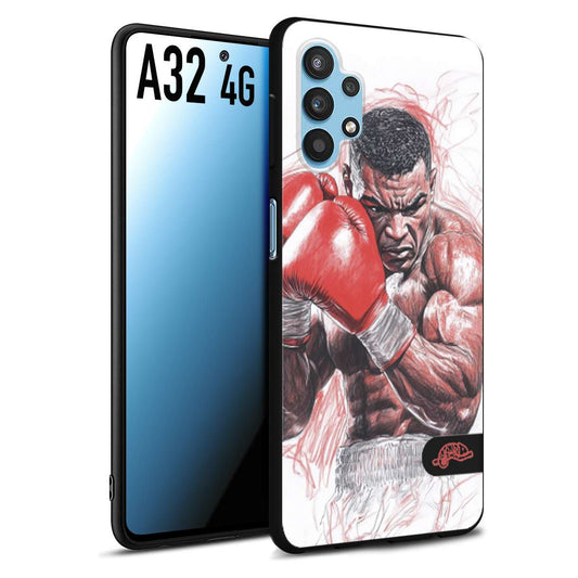 CUSTOMIZZA - Custodia cover nera morbida in tpu compatibile per Samsung A32 4G pugilato pugili disegno tattoo guantoni boxer pesi massimi iron mike