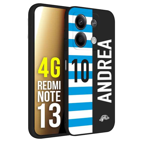 CUSTOMIZZA - Custodia cover nera morbida in tpu compatibile per Xiaomi Redmi Note 13 4G personalizzata calcio football nome e numero calciatori biancazzurri